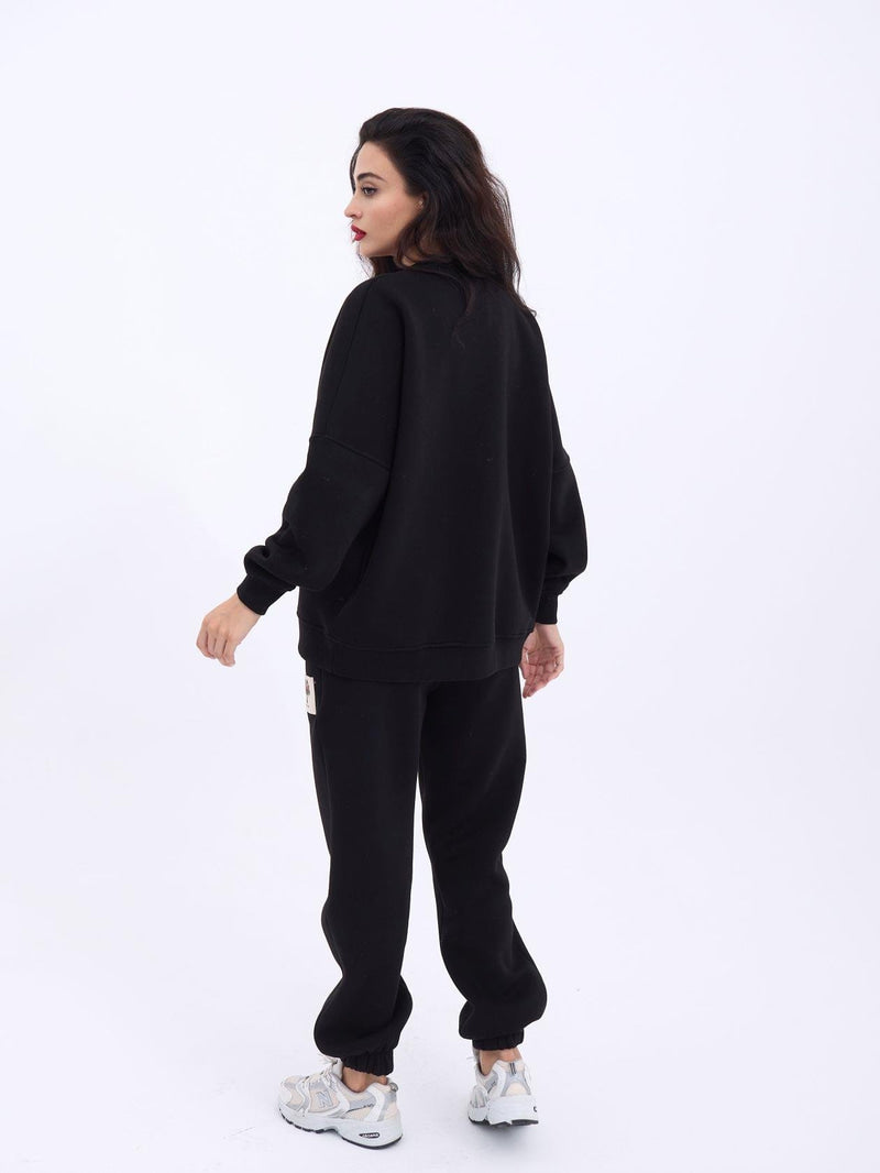 Cozy Black Oversized Sweatshirt and Joggers Set