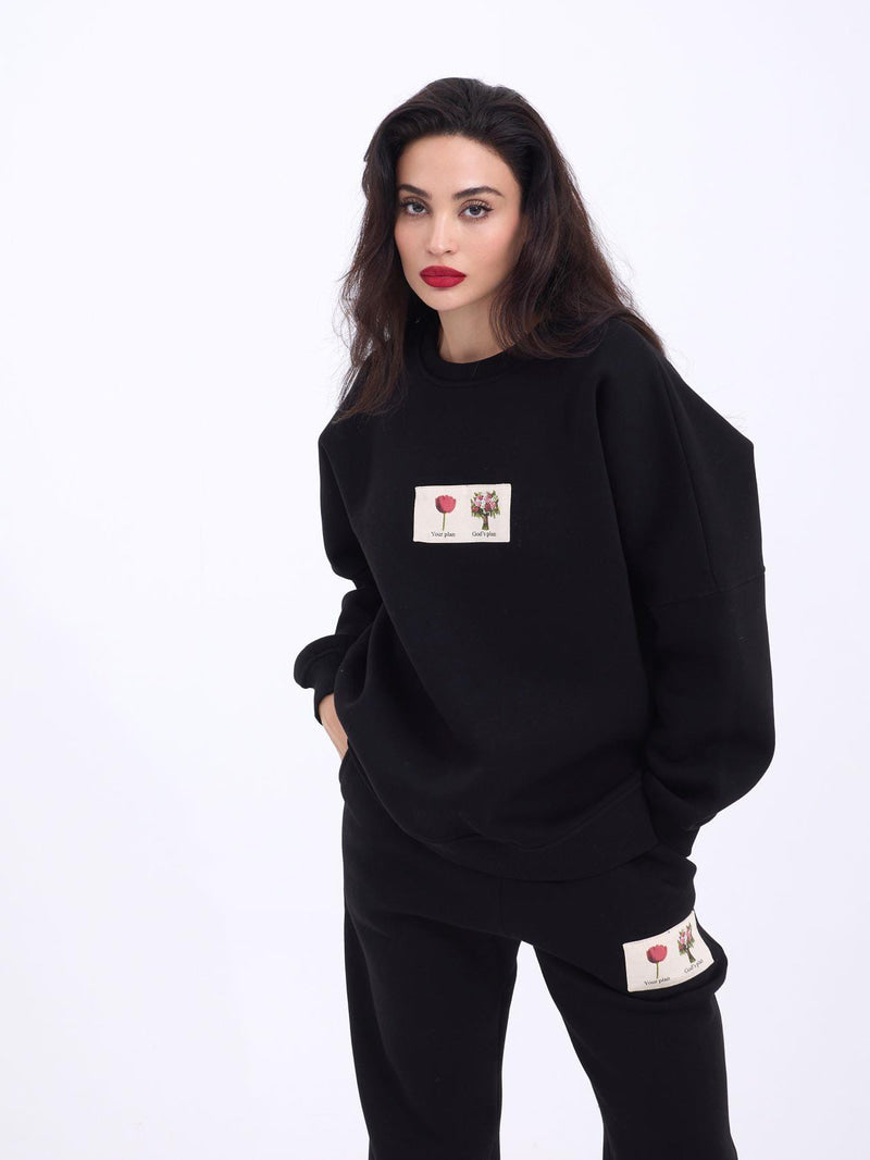 Cozy Black Oversized Sweatshirt and Joggers Set